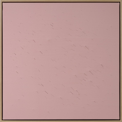 P0001- 2022 - Inox pins, silk on canvas - 70×70cm